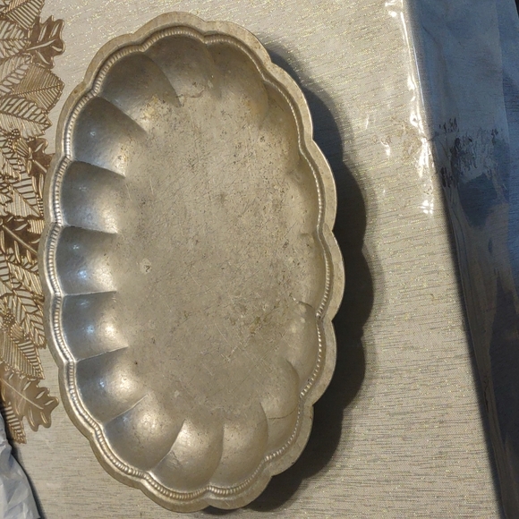 Vintage Cellini Craft Argental Handwrought Scalloped Tray